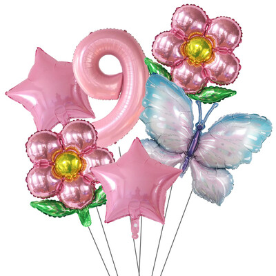 Set de baloane cu numere Fluture 40 inch, roz, albastru, floarea soarelui, decorațiuni pentru baby shower, balon cu heliu, pentru petrecere de aniversare, globuri de nuntă