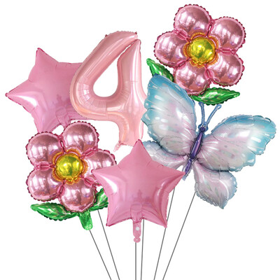 Set de baloane cu numere Fluture 40 inch, roz, albastru, floarea soarelui, decorațiuni pentru baby shower, balon cu heliu, pentru petrecere de aniversare, globuri de nuntă