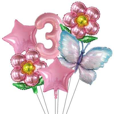 Set de baloane cu numere Fluture 40 inch, roz, albastru, floarea soarelui, decorațiuni pentru baby shower, balon cu heliu, pentru petrecere de aniversare, globuri de nuntă