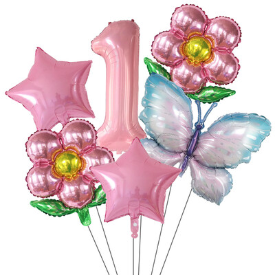 Set de baloane cu numere Fluture 40 inch, roz, albastru, floarea soarelui, decorațiuni pentru baby shower, balon cu heliu, pentru petrecere de aniversare, globuri de nuntă