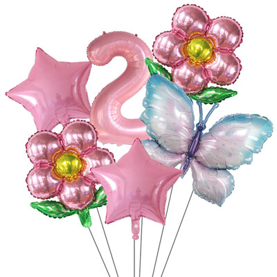 Set de baloane cu numere Fluture 40 inch, roz, albastru, floarea soarelui, decorațiuni pentru baby shower, balon cu heliu, pentru petrecere de aniversare, globuri de nuntă