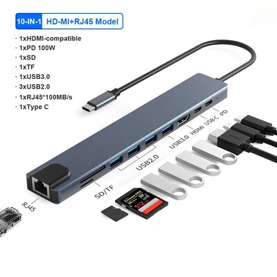 11 u 1 USB C priključna stanica USB C HUB 4K 30Hz tip C na HDMI adapter USB tip C čvorišta USB razdjelnik za PC prijenosno računalo MacBook Pro