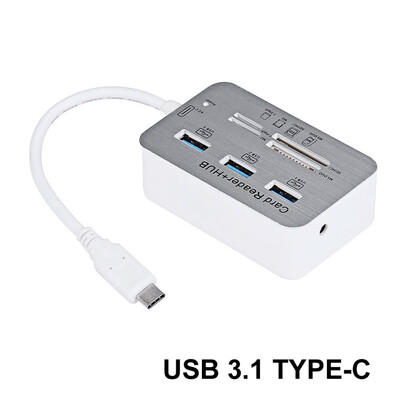 Čítačka kariet STONEGO 7 v 1 s 3 portami USB 3.0, vstavanými slotmi pre karty MS, Micro SD, SD/MMC, M2, TF, adaptérom z ABS hliníkovej zliatiny