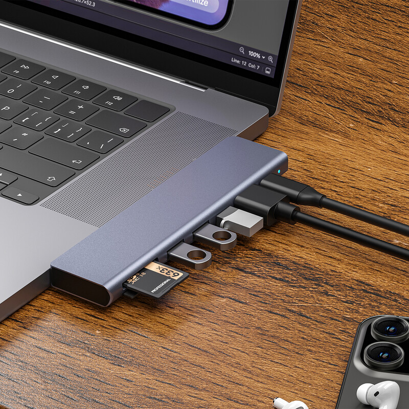 TUTI USB HUB USBC prie USB 3.0 SD/TF kortelių skaitytuvas USB Aapter PD 100W greito įkrovimo Įkrovimo TypeC HUB skirstytuvas, skirtas Macbook Pro Samsung