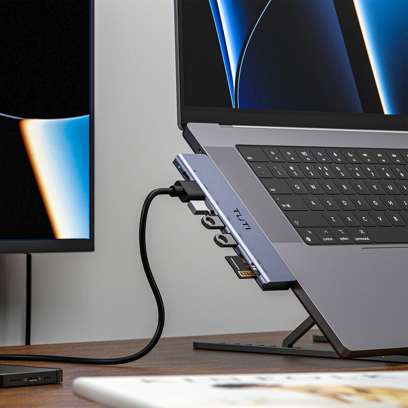 TUTI USB HUB USBC prie USB 3.0 SD/TF kortelių skaitytuvas USB Aapter PD 100W greito įkrovimo Įkrovimo TypeC HUB skirstytuvas, skirtas Macbook Pro Samsung