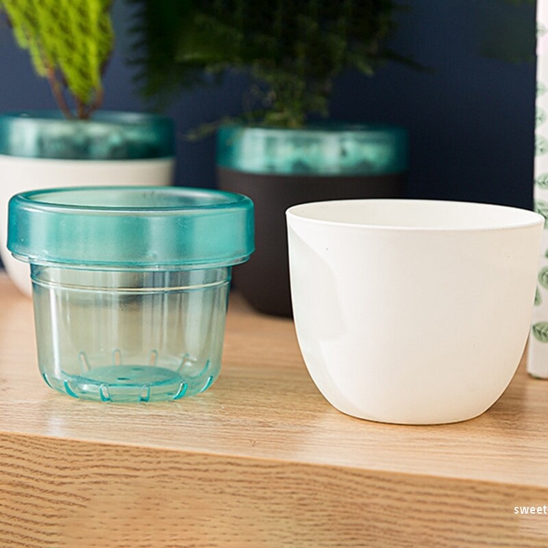 Műanyag cserepes cserep kis zamatos növény Lusta virágcserép Kétszintes vízelnyelő automata öntöző ültetőgépek asztali dekoráció