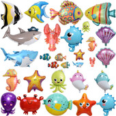 Baloni s oceanskim životinjama Baloni s crtanim ribicama Baloni od folije za dječake i djevojčice Rođendanska zabava na temu oceana Dekoracija za tuširanje djeteta
