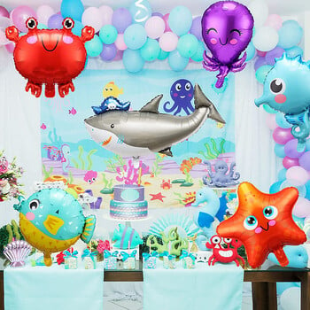 Ocean Animals Balloons Cartoon Fish Balloons Foil Balloons για αγόρια και κορίτσια πάρτι γενεθλίων με θέμα τον ωκεανό Διακοσμητικό ντους μωρού