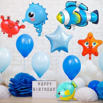 Ocean Animals Balloons Cartoon Fish Balloons Foil Balloons για αγόρια και κορίτσια πάρτι γενεθλίων με θέμα τον ωκεανό Διακοσμητικό ντους μωρού