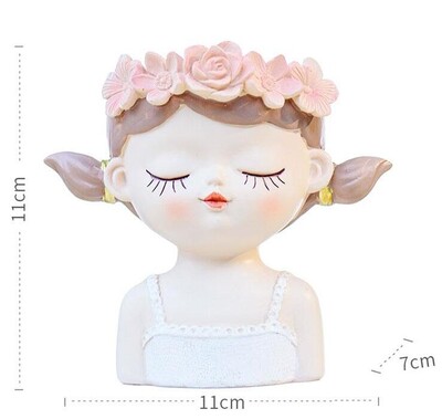 Fairy Sukulenti Žaksije Posude za cvijeće Kaktusi Posude Lijepa djevojka Head Bonsai saksije Posude Ukrasi za stol s rupom za drenažu