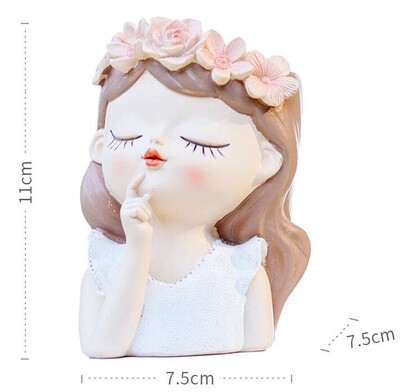 Fairy Sukulenti Žaksije Posude za cvijeće Kaktusi Posude Lijepa djevojka Head Bonsai saksije Posude Ukrasi za stol s rupom za drenažu