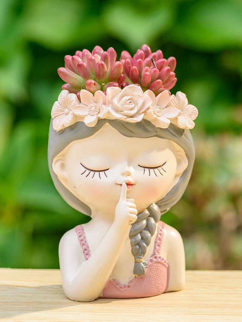 Fairy Sukulenti Žaksije Posude za cvijeće Kaktusi Posude Lijepa djevojka Head Bonsai saksije Posude Ukrasi za stol s rupom za drenažu
