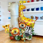 44 vnt. Gyvūnų balionų kreminės spalvos 40 colių numerio balionai Džiunglių gyvūnų tema Gimtadienio vakarėlio dekoracijos Vaikams Kūdikių dušo dekoras