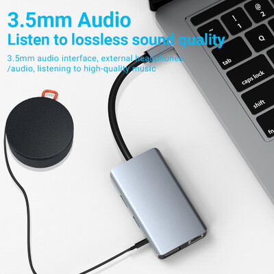 Stație de andocare USB C Gopala 9 porturi cu HDMI, VGA, 2 USB, 100 W PD, Ethernet, 3,5 MM pentru MacBook M1 M2 M3/Dell/HP/Lenovo