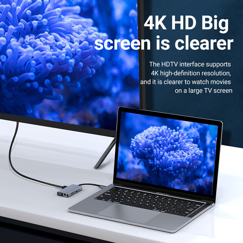 Stație de andocare USB C Gopala 9 porturi cu HDMI, VGA, 2 USB, 100 W PD, Ethernet, 3,5 MM pentru MacBook M1 M2 M3/Dell/HP/Lenovo