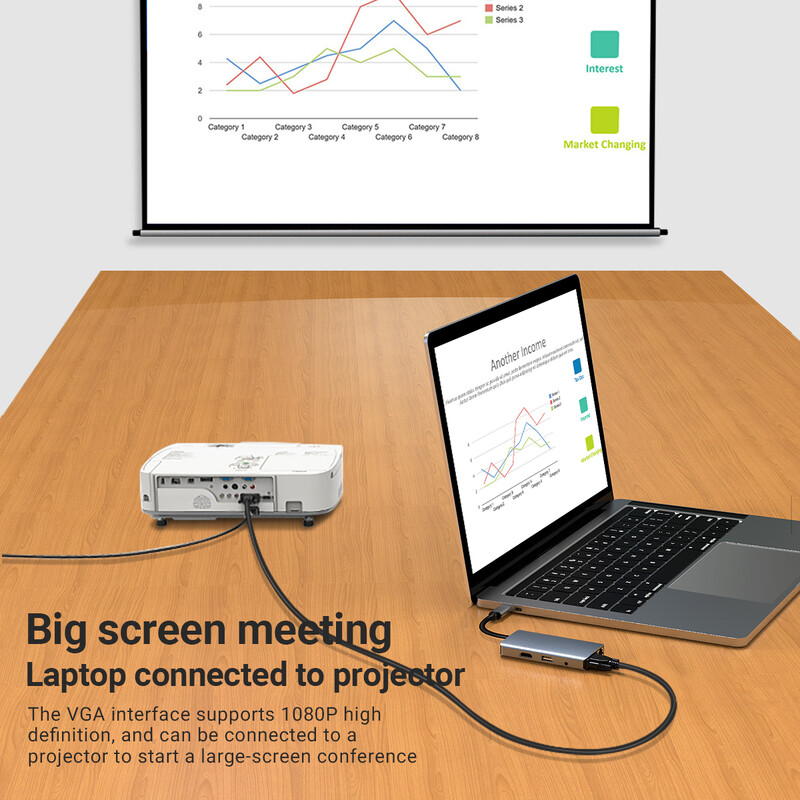 Stație de andocare USB C Gopala 9 porturi cu HDMI, VGA, 2 USB, 100 W PD, Ethernet, 3,5 MM pentru MacBook M1 M2 M3/Dell/HP/Lenovo