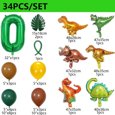 34 ks dinosaurov narodeninová párty dinosaurov sada balónov s palmovými listami prvé narodeniny chlapec detská oslava džungľa safari dekorácia