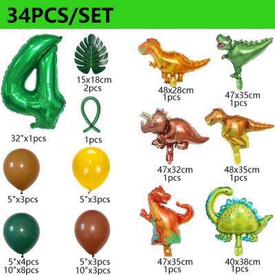 34 ks dinosaurov narodeninová párty dinosaurov sada balónov s palmovými listami prvé narodeniny chlapec detská oslava džungľa safari dekorácia