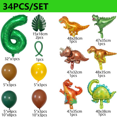 34 ks dinosaurov narodeninová párty dinosaurov sada balónov s palmovými listami prvé narodeniny chlapec detská oslava džungľa safari dekorácia