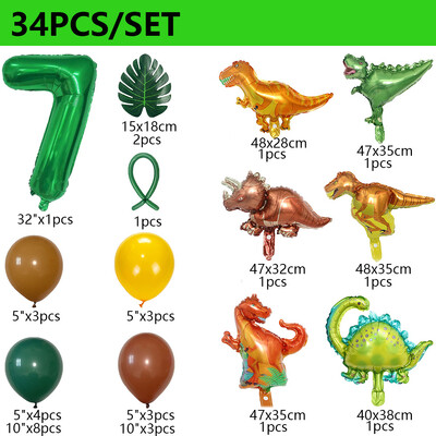 34 ks dinosaurov narodeninová párty dinosaurov sada balónov s palmovými listami prvé narodeniny chlapec detská oslava džungľa safari dekorácia