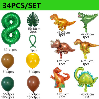 34 ks dinosaurov narodeninová párty dinosaurov sada balónov s palmovými listami prvé narodeniny chlapec detská oslava džungľa safari dekorácia