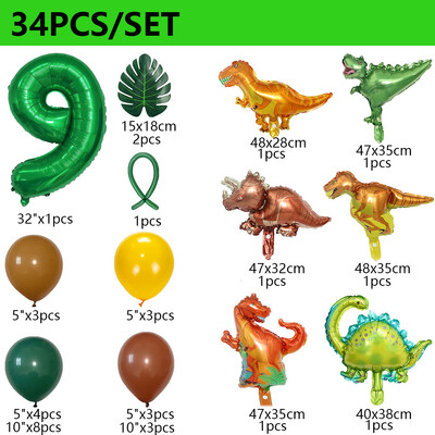 34 ks dinosaurov narodeninová párty dinosaurov sada balónov s palmovými listami prvé narodeniny chlapec detská oslava džungľa safari dekorácia