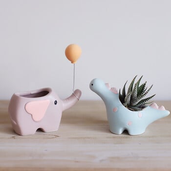 Creative Flower Shape Plant Pot κεραμικές γλάστρες για λουλούδια Cartoon Elephant Dinosaur Jucculent Pot Cute Decor Home Maceta Casa