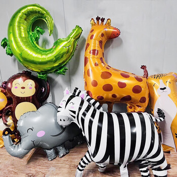 1 τμχ Μπαλόνια Jungle Wild Animal Forest Lion Monkey Giraffe Foil Ballon for Kids Safari Wild One Birthday Party Decoration Globos