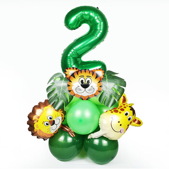 Jungle Safari Birthday Party Animal Number Σετ μπαλονιών 1 2 3 4 5 6 ετών Παιδικά 1ο πάρτι γενεθλίων Διακόσμηση Δάσους Προμήθειες για πάρτι