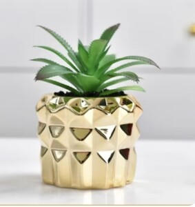 Ghiveci de flori suculente din ceramică aurie galvanizată, decor pentru acasă, ghivece horticole, ghivece creative de masă, ustensile florale