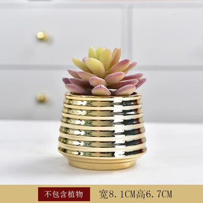 Ghiveci de flori suculente din ceramică aurie galvanizată, decor pentru acasă, ghivece horticole, ghivece creative de masă, ustensile florale