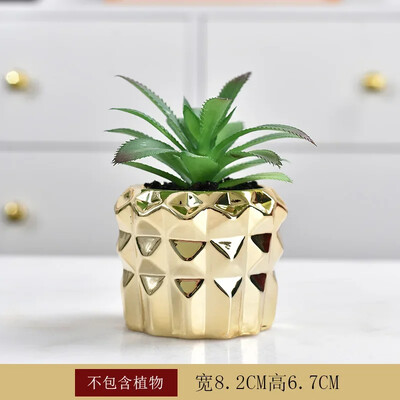 Ghiveci de flori suculente din ceramică aurie galvanizată, decor pentru acasă, ghivece horticole, ghivece creative de masă, ustensile florale
