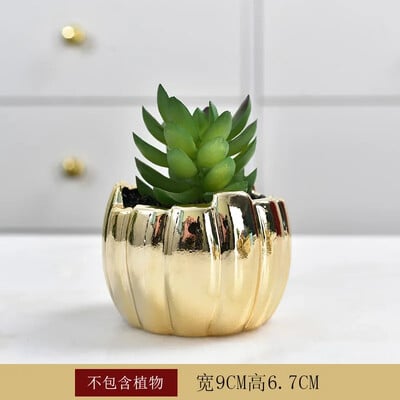 Ghiveci de flori suculente din ceramică aurie galvanizată, decor pentru acasă, ghivece horticole, ghivece creative de masă, ustensile florale