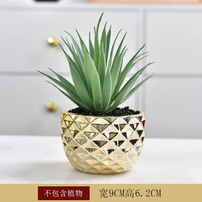Ghiveci de flori suculente din ceramică aurie galvanizată, decor pentru acasă, ghivece horticole, ghivece creative de masă, ustensile florale