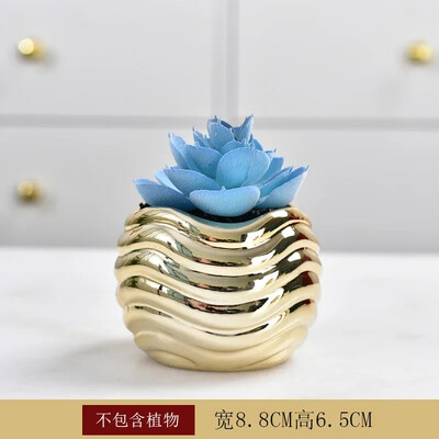 Ghiveci de flori suculente din ceramică aurie galvanizată, decor pentru acasă, ghivece horticole, ghivece creative de masă, ustensile florale