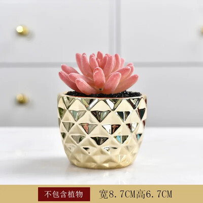 Ghiveci de flori suculente din ceramică aurie galvanizată, decor pentru acasă, ghivece horticole, ghivece creative de masă, ustensile florale