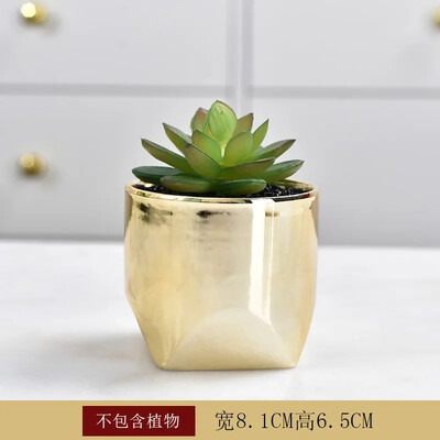 Ghiveci de flori suculente din ceramică aurie galvanizată, decor pentru acasă, ghivece horticole, ghivece creative de masă, ustensile florale