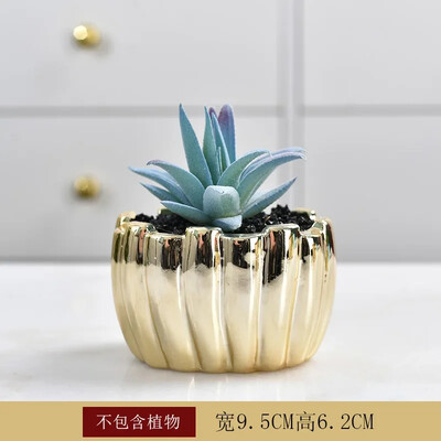 Ghiveci de flori suculente din ceramică aurie galvanizată, decor pentru acasă, ghivece horticole, ghivece creative de masă, ustensile florale