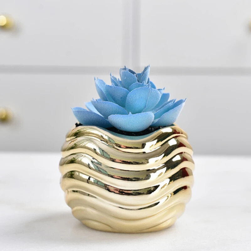 Ghiveci de flori suculente din ceramică aurie galvanizată, decor pentru acasă, ghivece horticole, ghivece creative de masă, ustensile florale