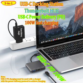 Thunderbolt HUB USB-C Докинг станция HDMI 4K 60HZ за мобилни телефони Таблети Лаптопи Apple Dell Asus HP Lenovo ThinkPad MSI Acer