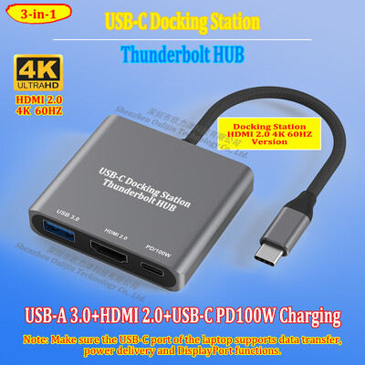Thunderbolt HUB USB-C dokkolóállomás HDMI 4K 60HZ mobiltelefonokhoz Táblagépekhez Laptopokhoz Apple Dell Asus HP Lenovo ThinkPad MSI Acer
