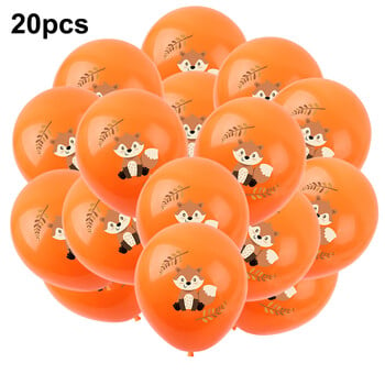 20 τμχ Fox Birthday Decorations Balloons Kids Woodland Birthday Baby Shower Party Supplies Orange Latex Ballon Gold Confetti