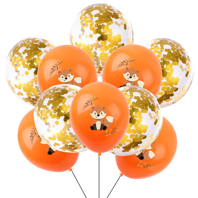 20 τμχ Fox Birthday Decorations Balloons Kids Woodland Birthday Baby Shower Party Supplies Orange Latex Ballon Gold Confetti