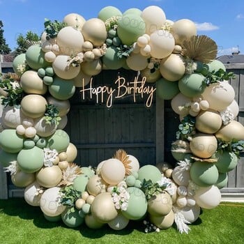 Ζούγκλα Safari Party Balloons Πράσινο μπαλόνι γιρλάντα Arch Kit Wild First Birthday Party Decor Kids Baby Shower Latex Ballon Chain