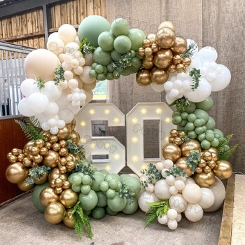 Ζούγκλα Safari Party Balloons Πράσινο μπαλόνι γιρλάντα Arch Kit Wild First Birthday Party Decor Kids Baby Shower Latex Ballon Chain