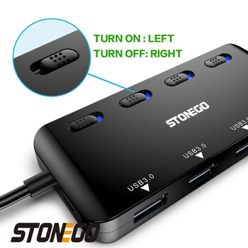 STONEGO Ultra Slim USB 3.0 хъб, 4-портов USB3.0 сплитер, високоскоростен USB адаптер за разширител на данни