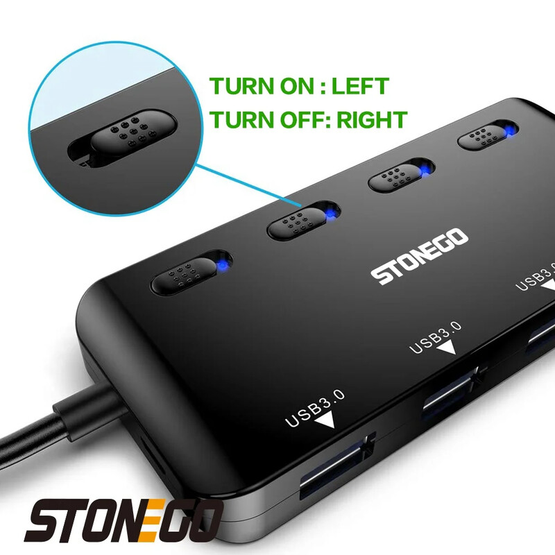 STONEGO Ultra Slim USB 3.0 hub, 4 portos USB3.0 elosztó, nagy sebességű USB adatbővítő adapter