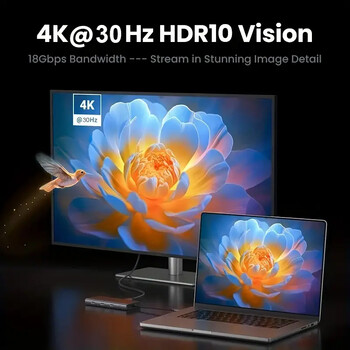 USB C хъб 4K 30Hz Type-C към HDTV Съвместим USB 3.0 адаптер 10-в-1 Тип-C хъб Докинг станция PD 100W USB C сплитер за MacBoo