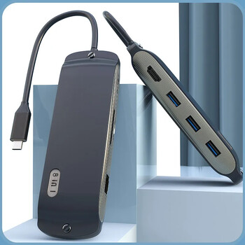 Basix 8in1 USB C HUB адаптер с 4K 30HZ HD-MI-съвместим RJ45 SD/TF USB3.0 USB2.0 USB сплитер за Macbook Air M1 лаптоп HUB