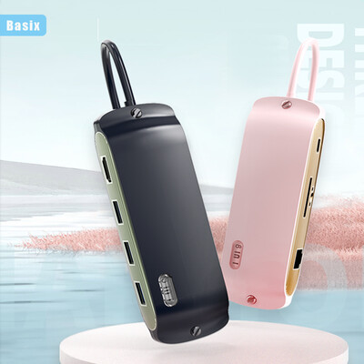 Basix 8in1 USB C HUB адаптер с 4K 30HZ HD-MI-съвместим RJ45 SD/TF USB3.0 USB2.0 USB сплитер за Macbook Air M1 лаптоп HUB